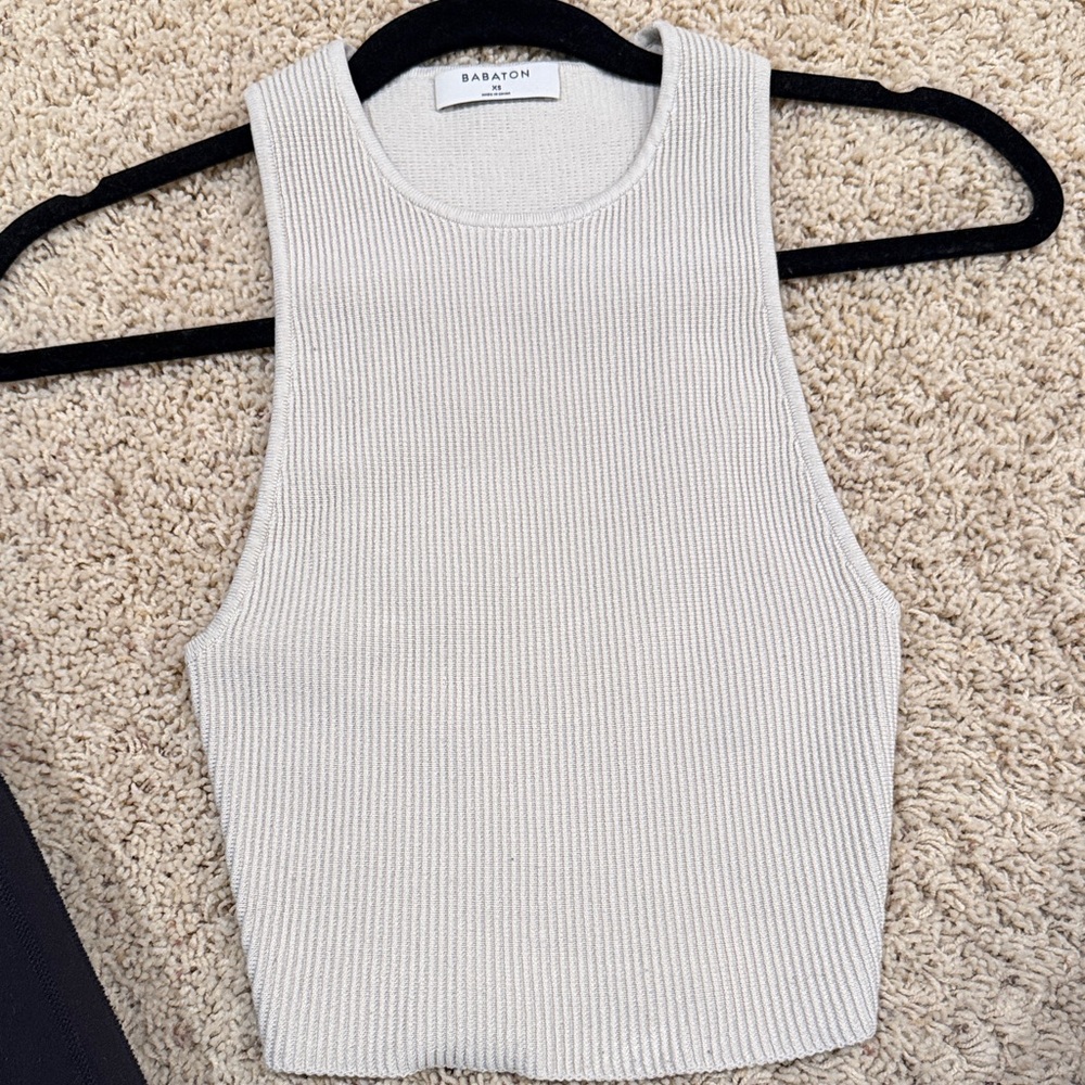 Babaton Cream Ribbed Tank Top